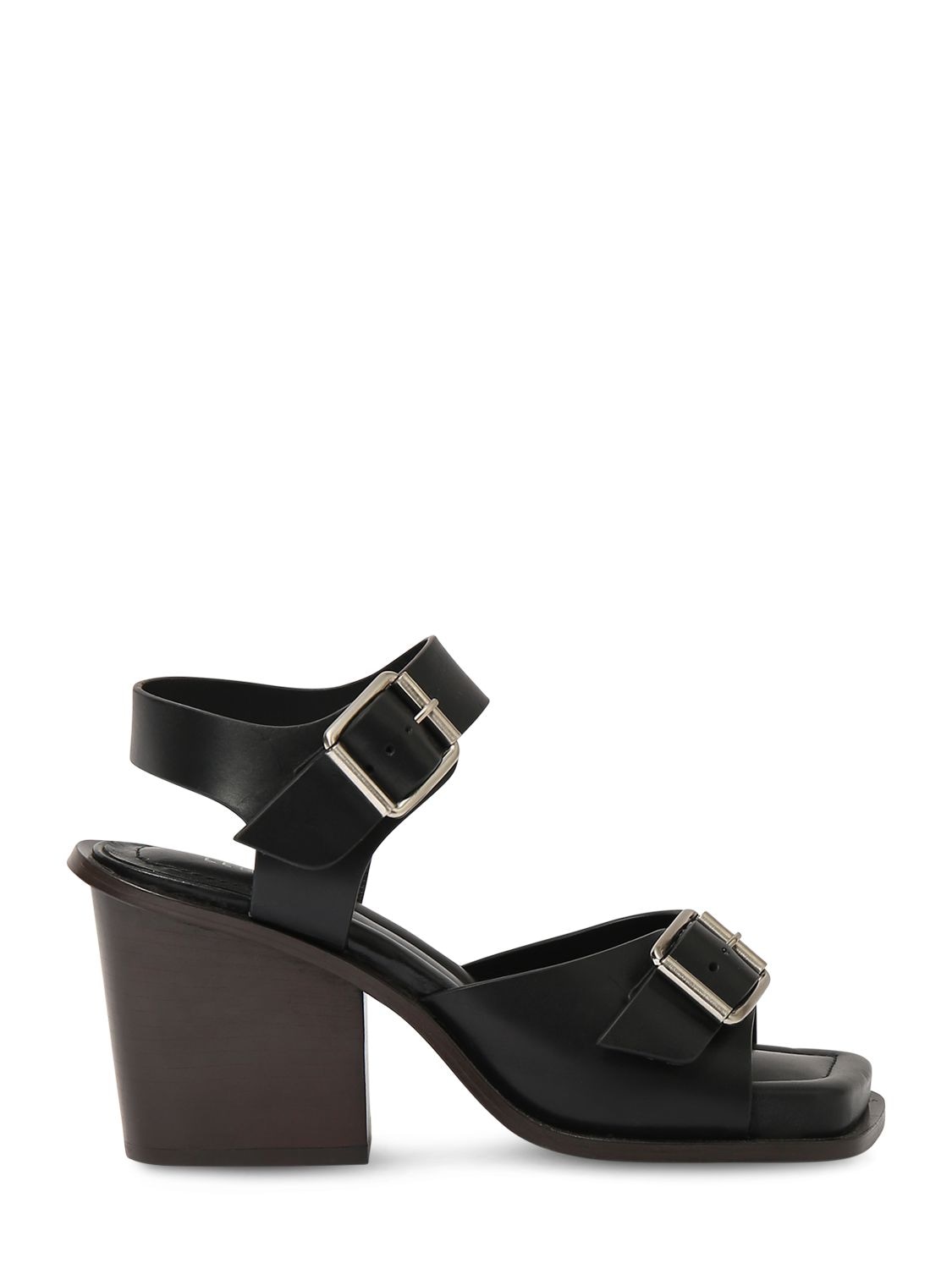 Lemaire 80mm Square Heeled Sandals W/ Straps In Black