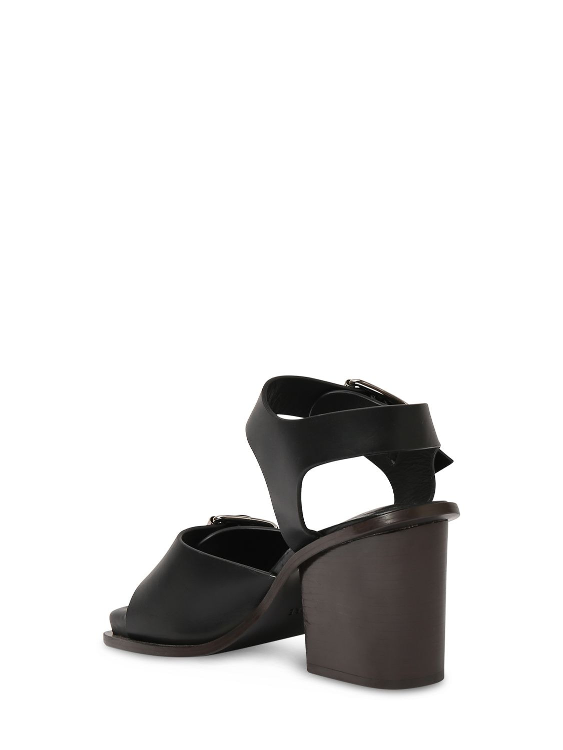 Shop Lemaire 80mm Square Heeled Sandals W/ Straps In Black