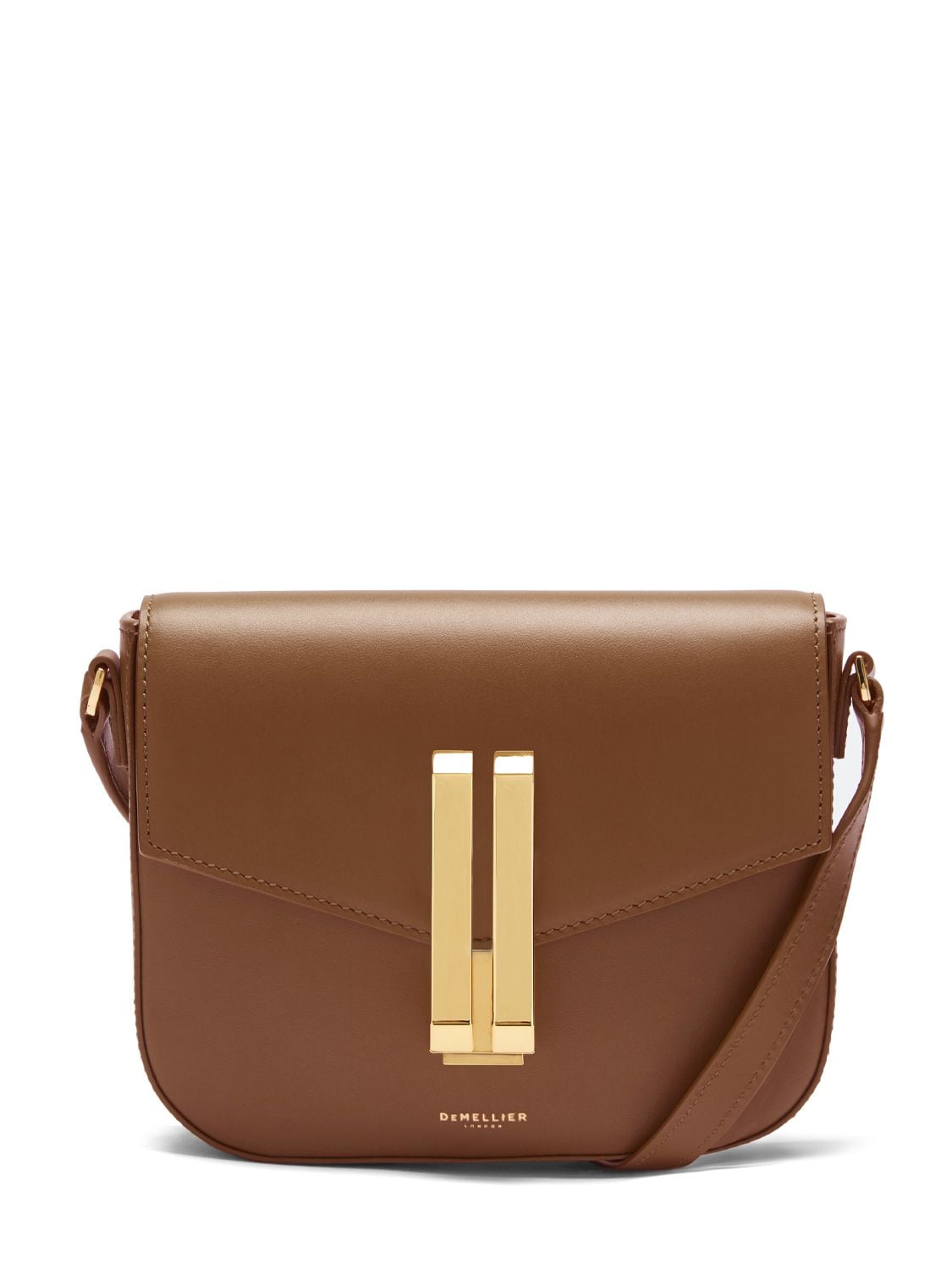 Demellier Small Vancouver Smooth Leather Bag In Tan/ecru Stitching/gold