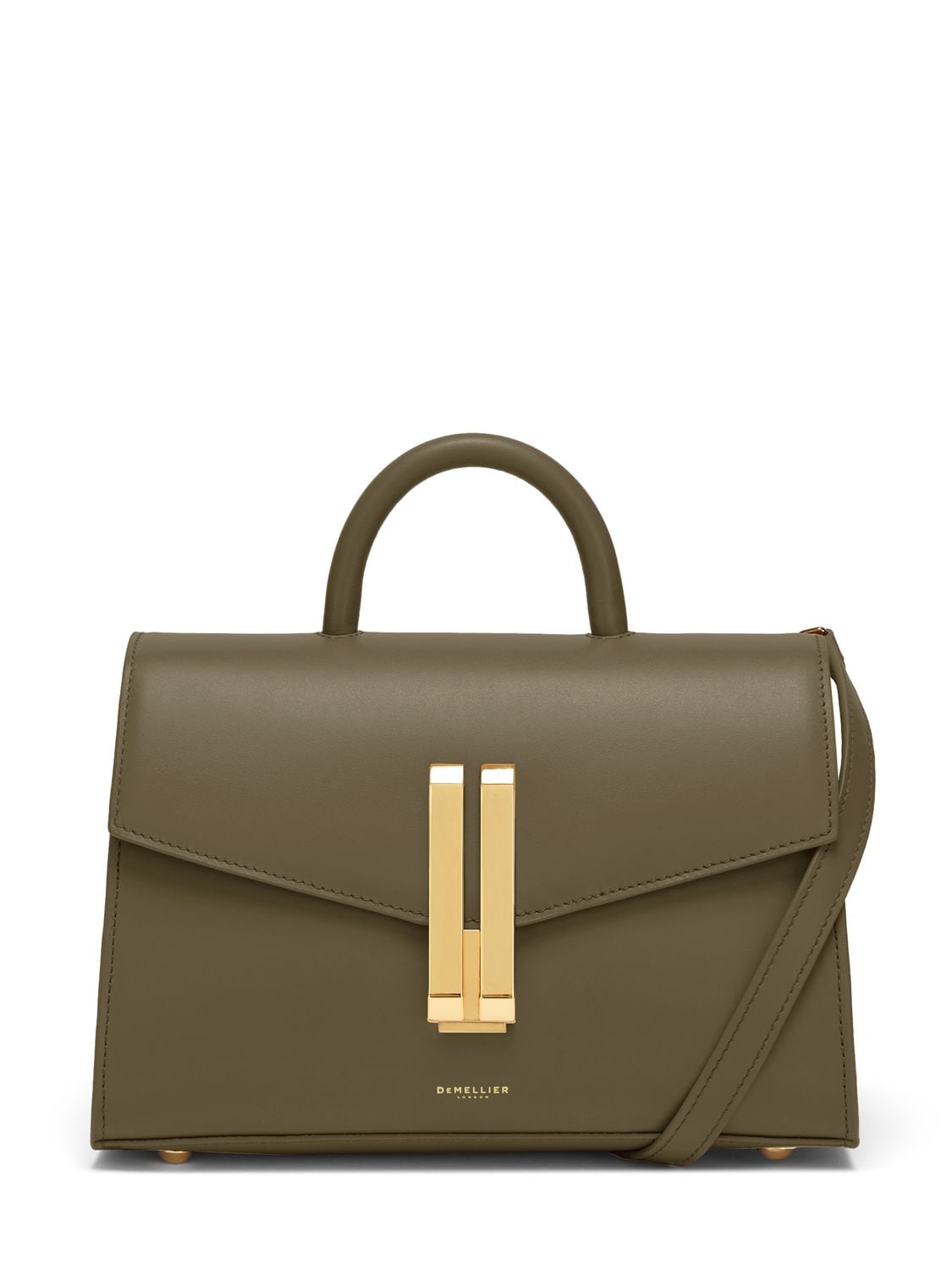 Demellier Midi Montreal Smooth Leather Bag In Olive/gold