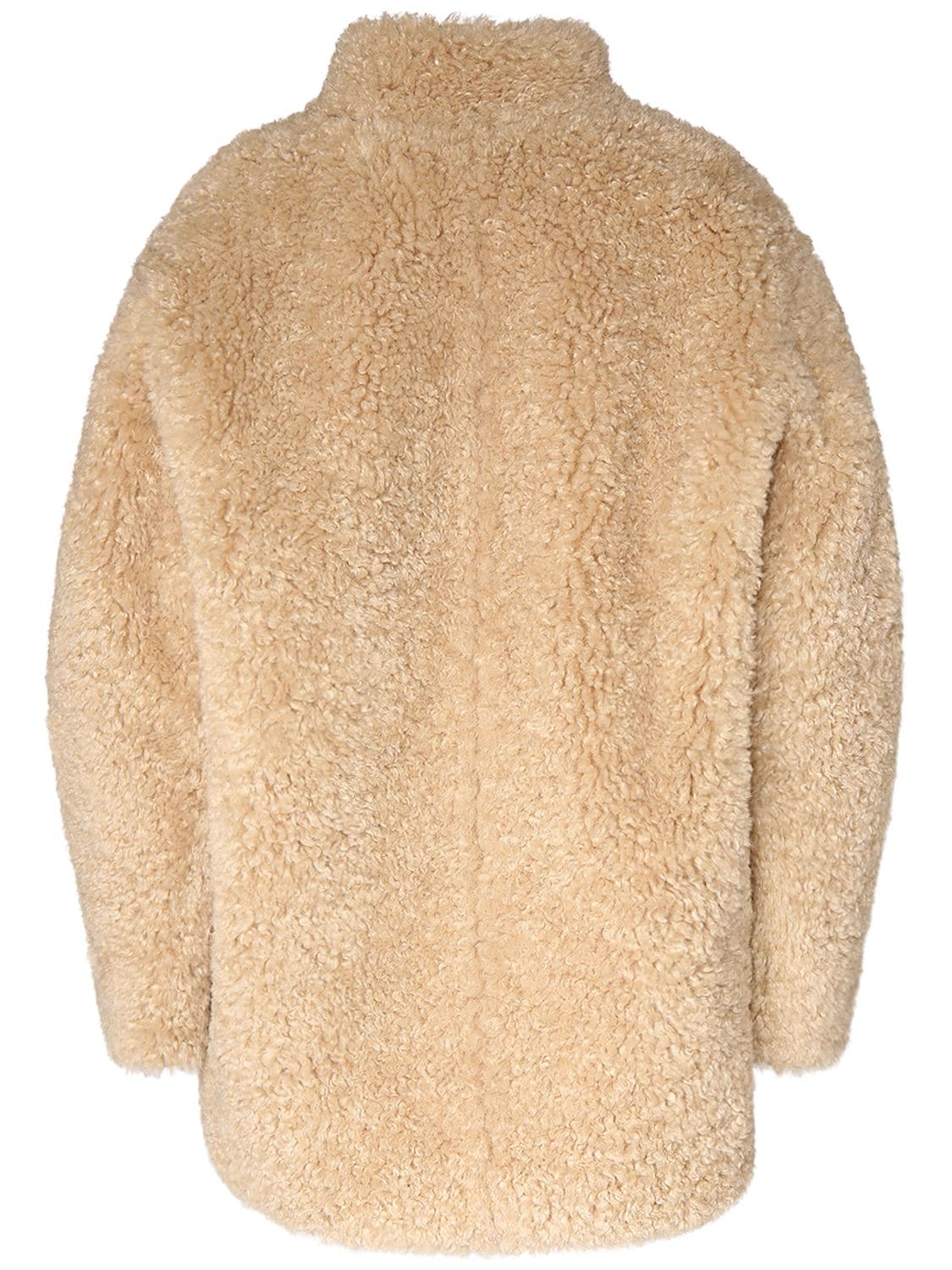 Shop Marant Etoile Carolina Furry Coat In Naturfarben