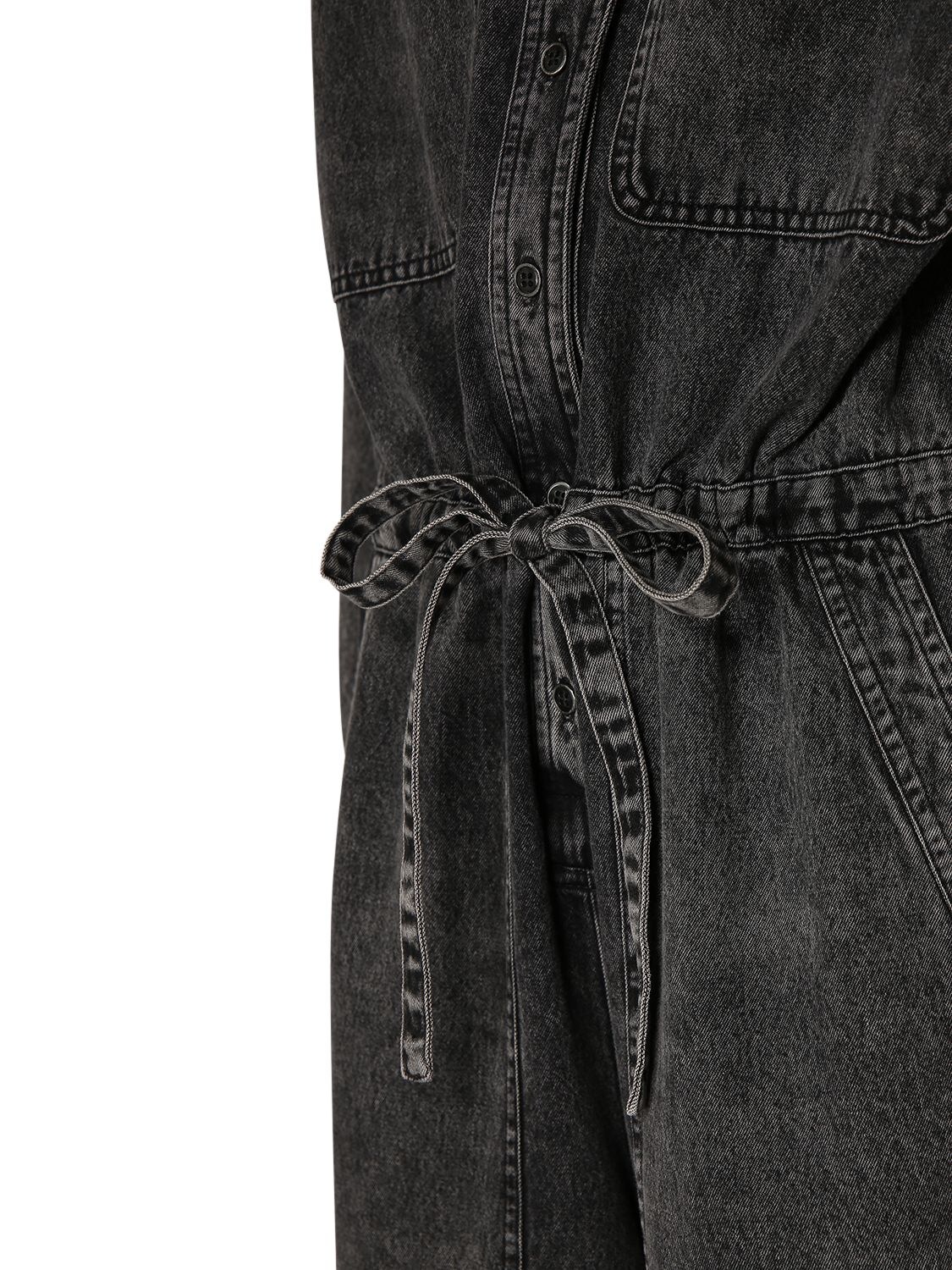 Shop Marant Etoile Idany Long Sleeve Cotton Jumpsuit In Schwarz Verblas