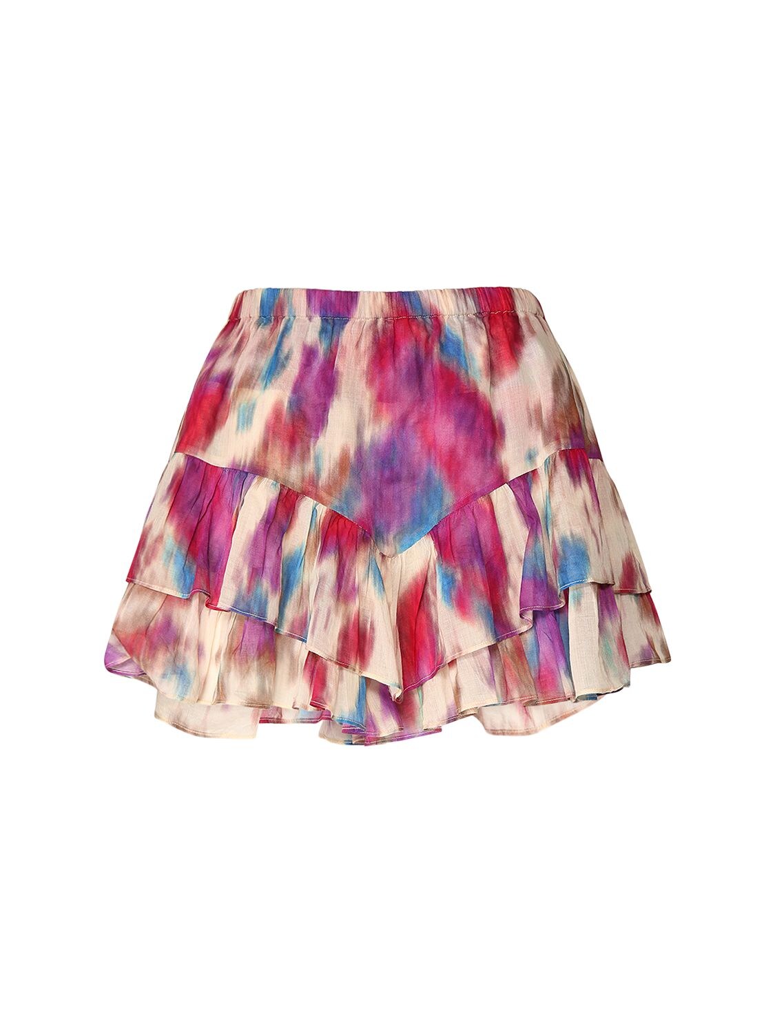 Shop Marant Etoile Jocadia Printed Cotton Mini Skirt In Beige,raspberry