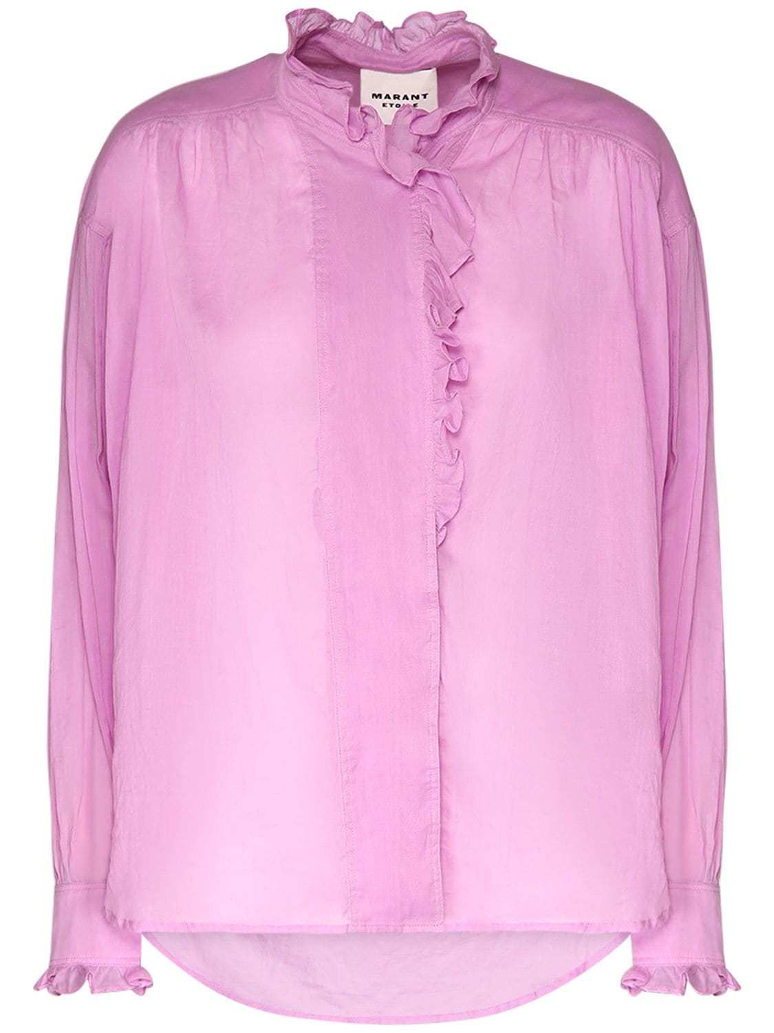 Shop Marant Etoile Pamias Ruffled Cotton Shirt In Rosa