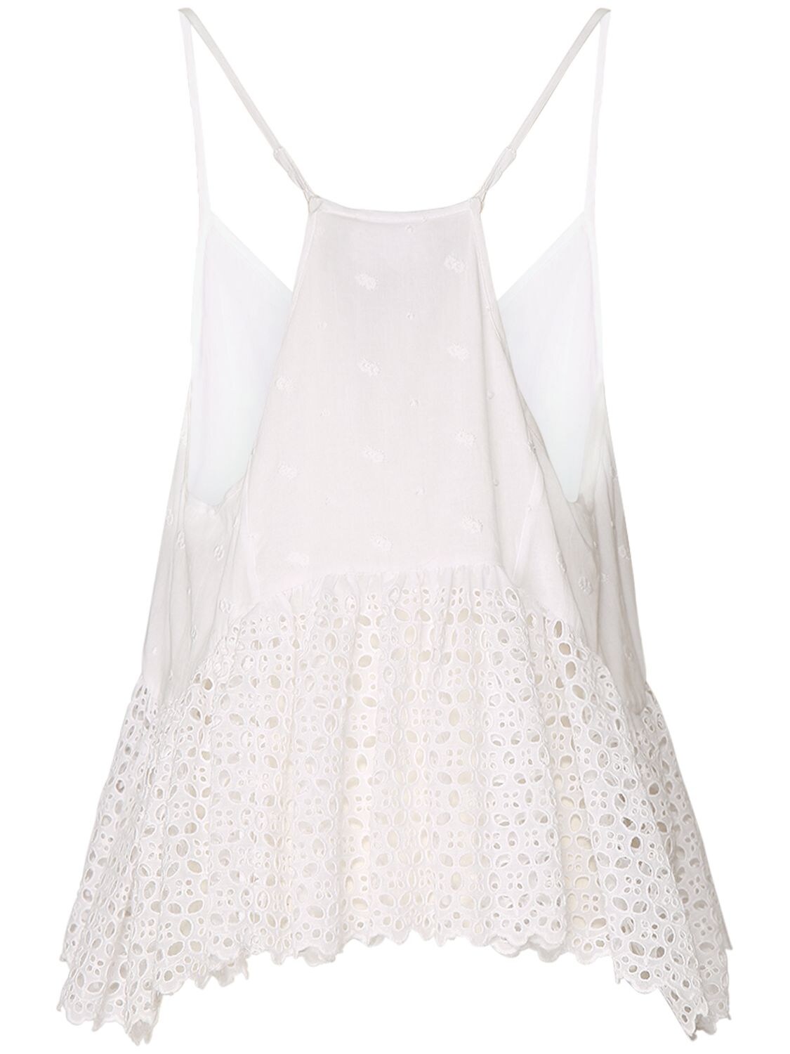 Shop Marant Etoile Sogane Cotton Top W/ Embroidery In Weiss