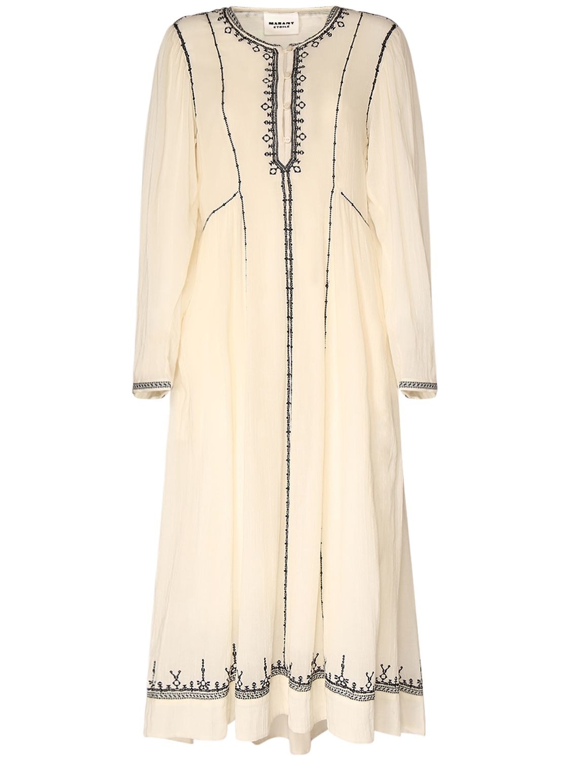 Marant Etoile Pippa Embroidered Cotton Caftan Dress In Naturfarben