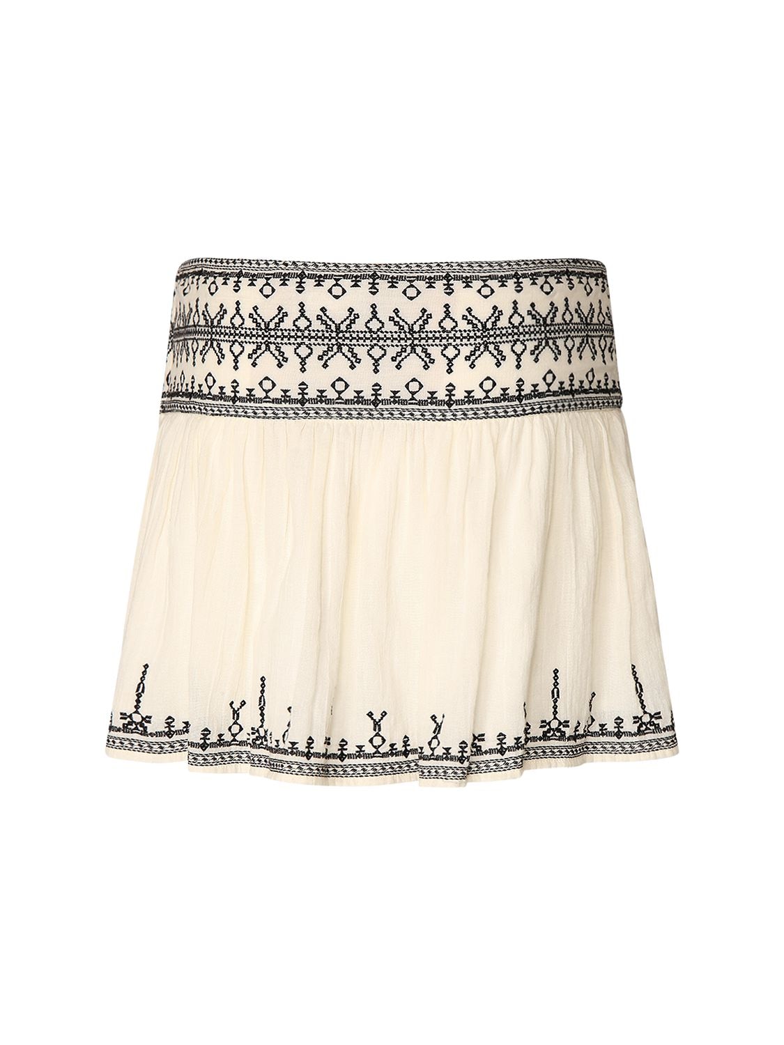 Shop Marant Etoile Picadilia Cotton Mini Skirt In Naturfarben