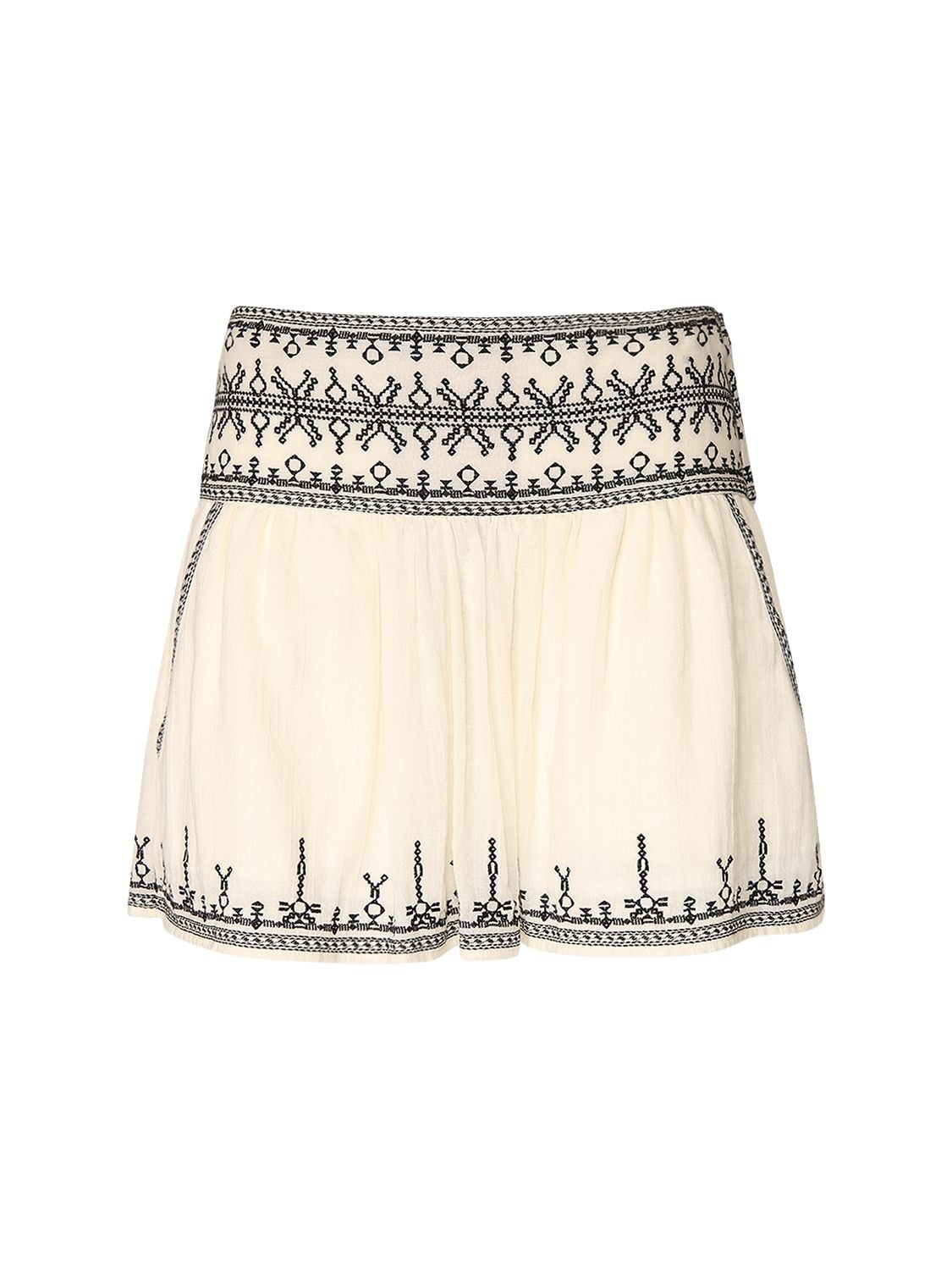 Shop Marant Etoile Picadilia Cotton Mini Skirt In Naturfarben