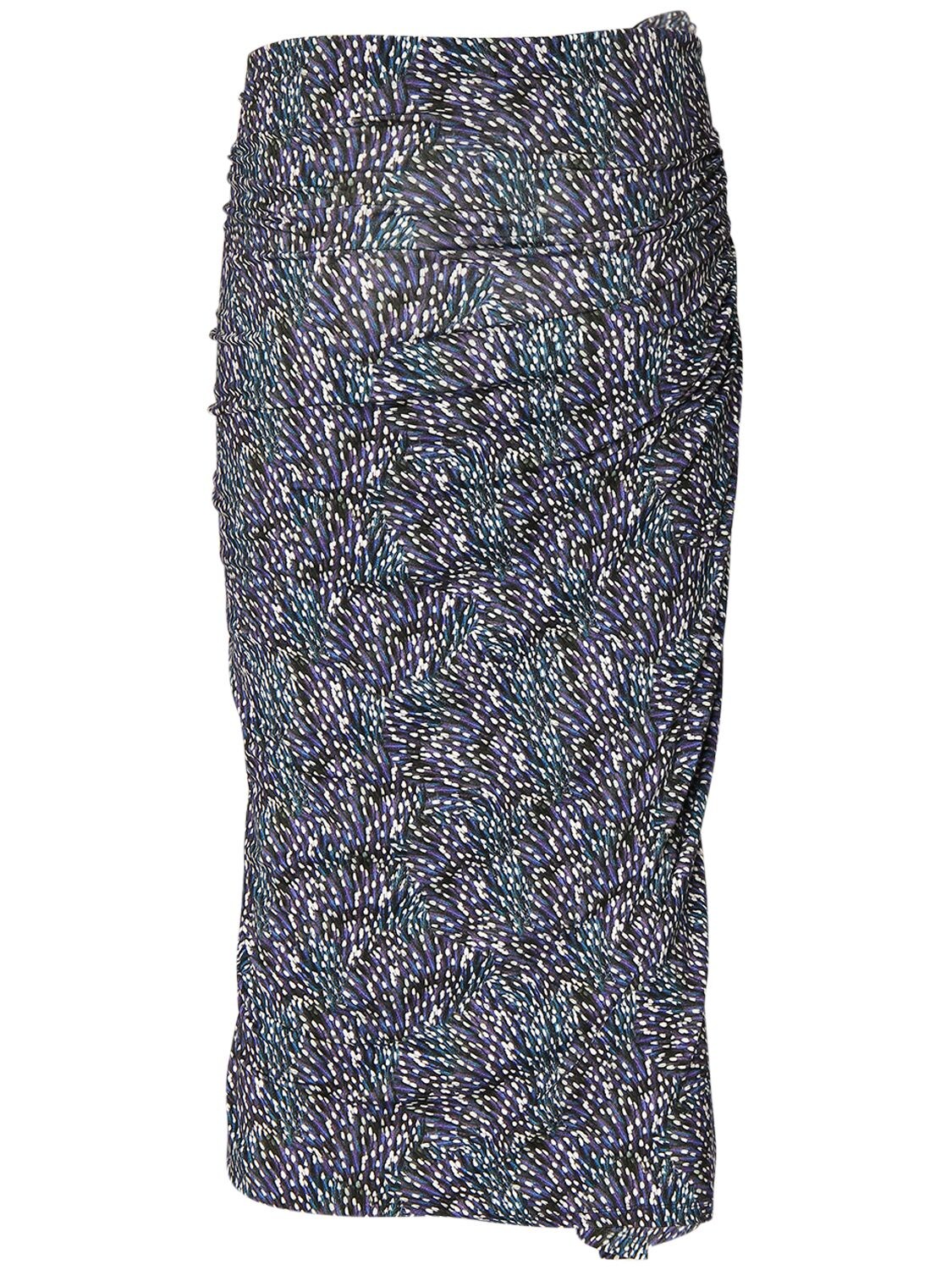 Shop Marant Etoile Jeldia Printed Viscose Blend Midi Skirt In Blau,multi