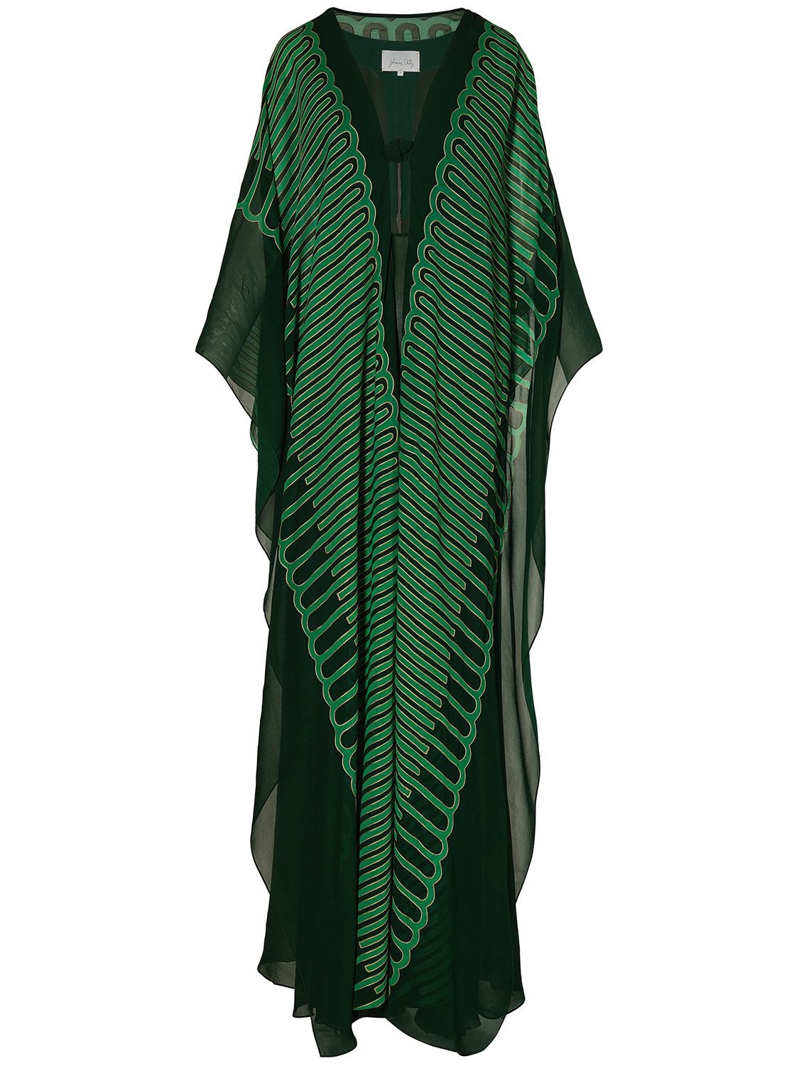 Shop Johanna Ortiz Tejiendo El Tropico Viscose Long Dress In Green