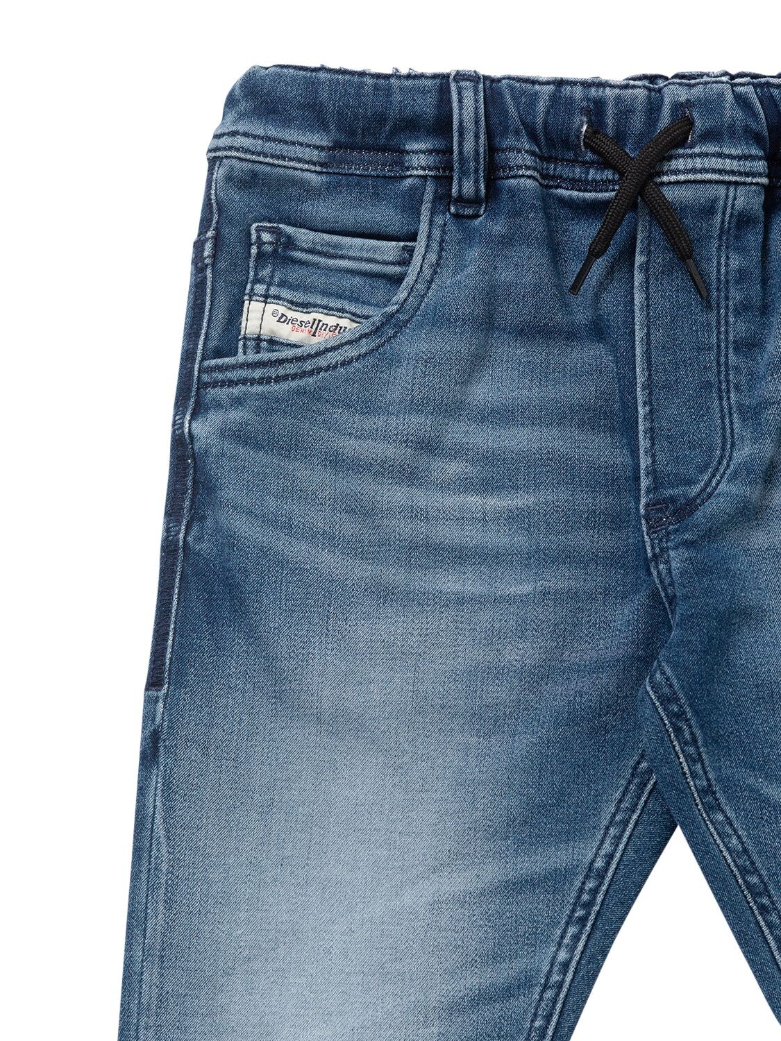 Shop Diesel Stretch Cotton Denim Jeans In Dark Blue