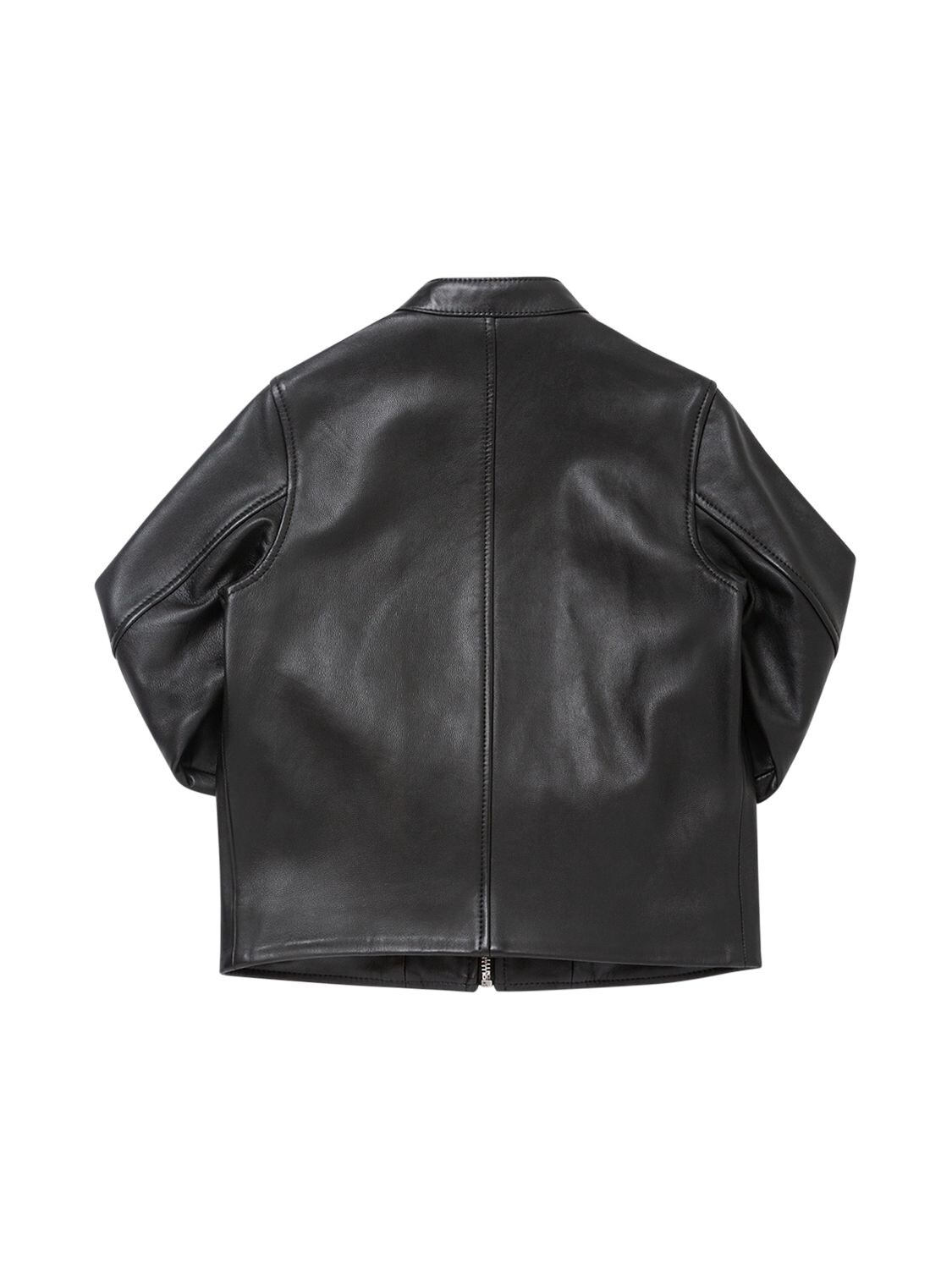 Shop Diesel Logo Embossed Leather Jacket In Black