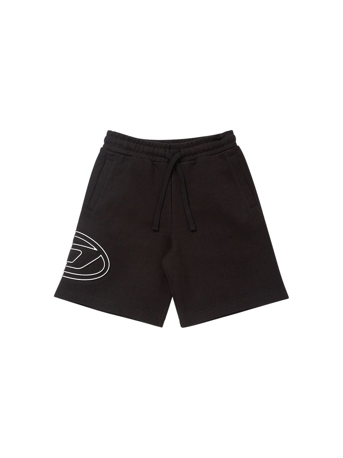 Diesel Kids' Cotton Sweat Shorts W/ Logo In Black