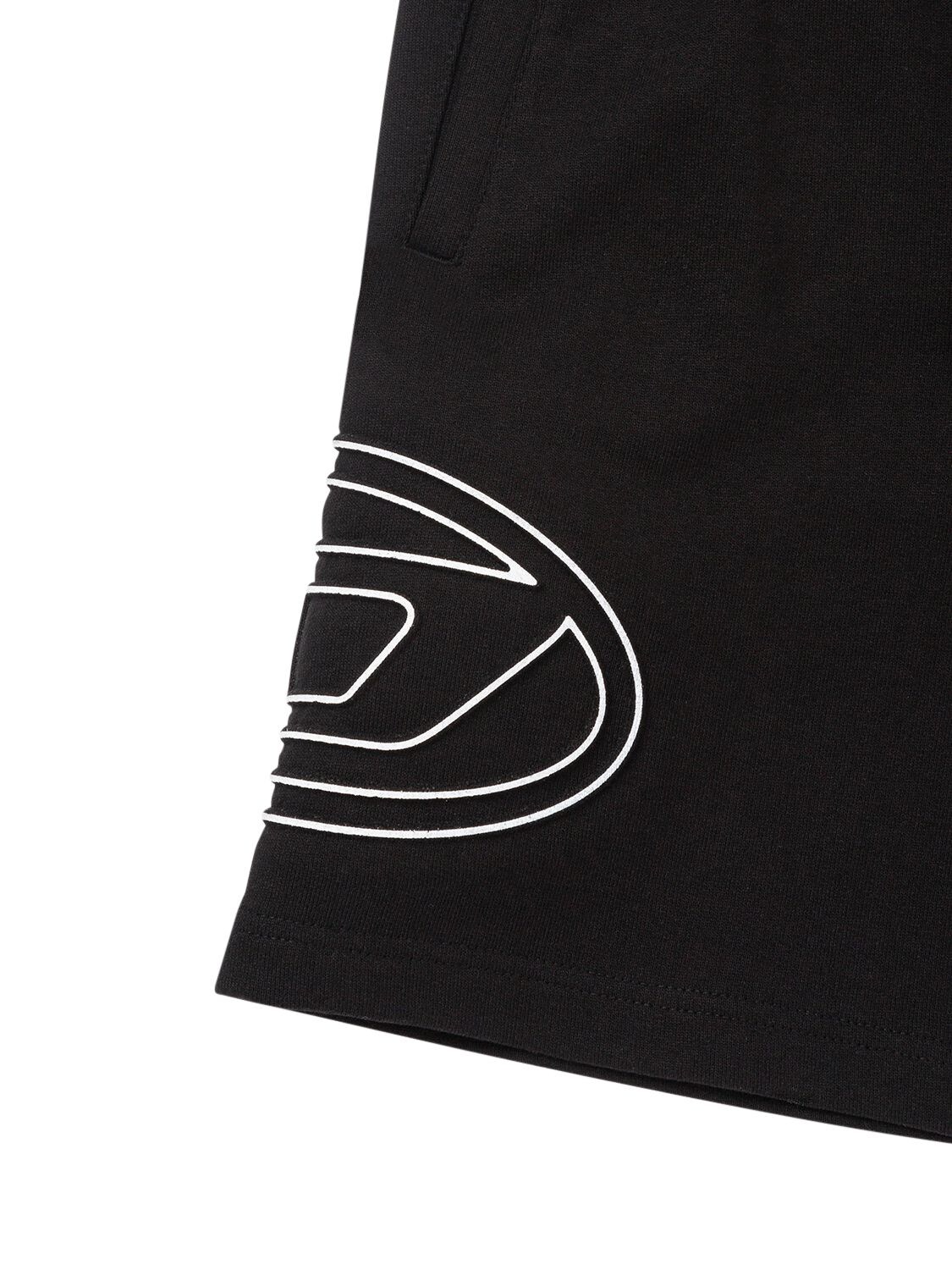 Shop Diesel Cotton Sweat Shorts W/ Logo In Black