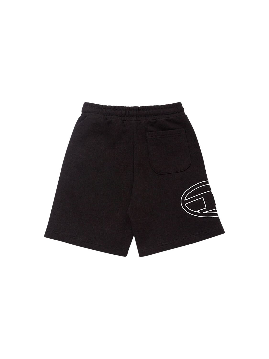Shop Diesel Cotton Sweat Shorts W/ Logo In Black