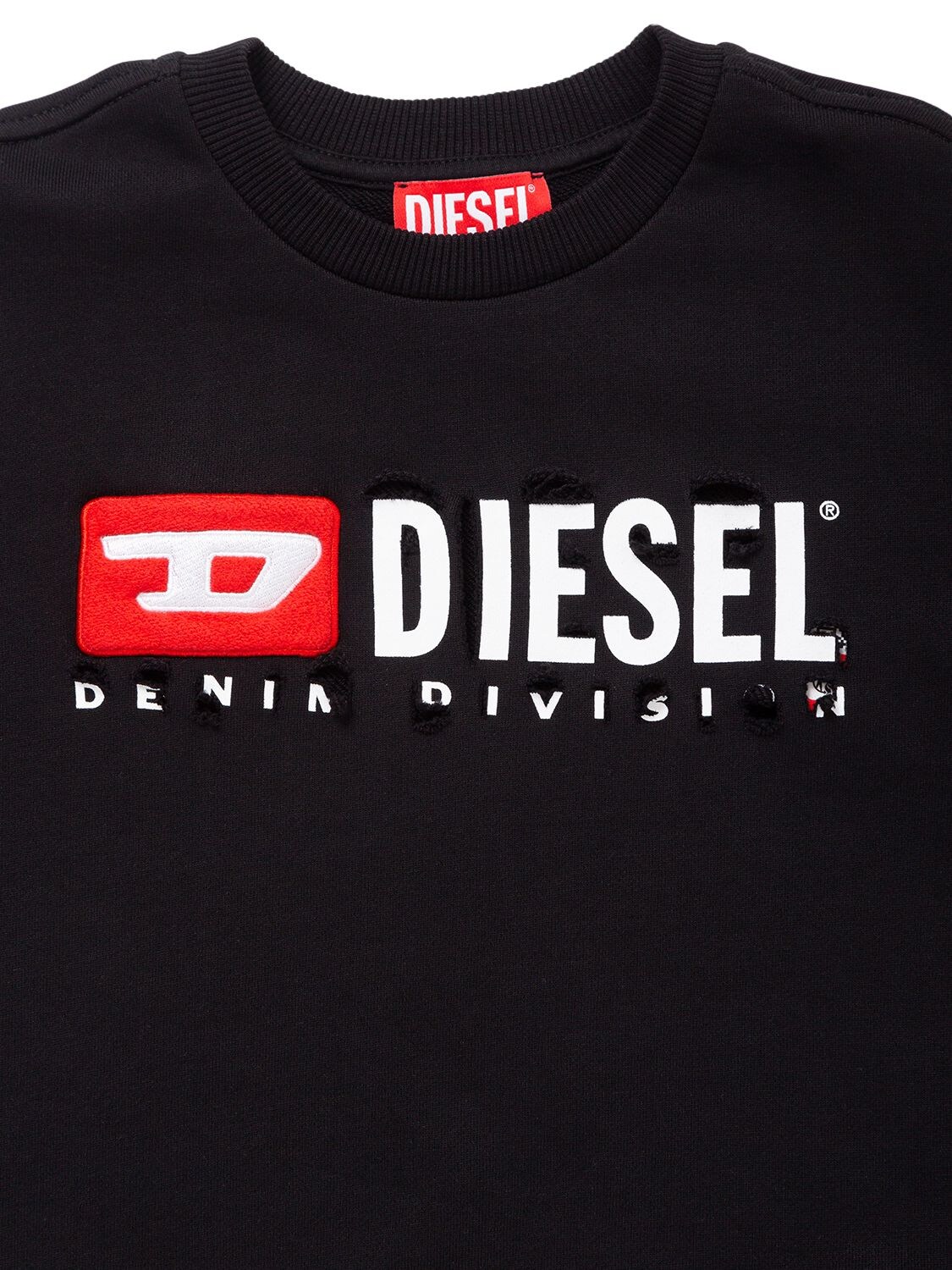 Shop Diesel Logo Print Destroyed Cotton Sweatshirt In Black