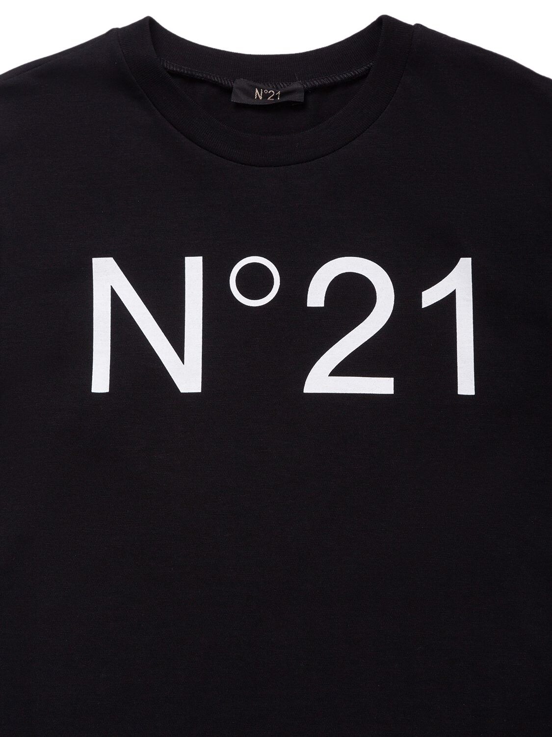 Shop N°21 Logo Print Cotton Jersey T-shirt In Black