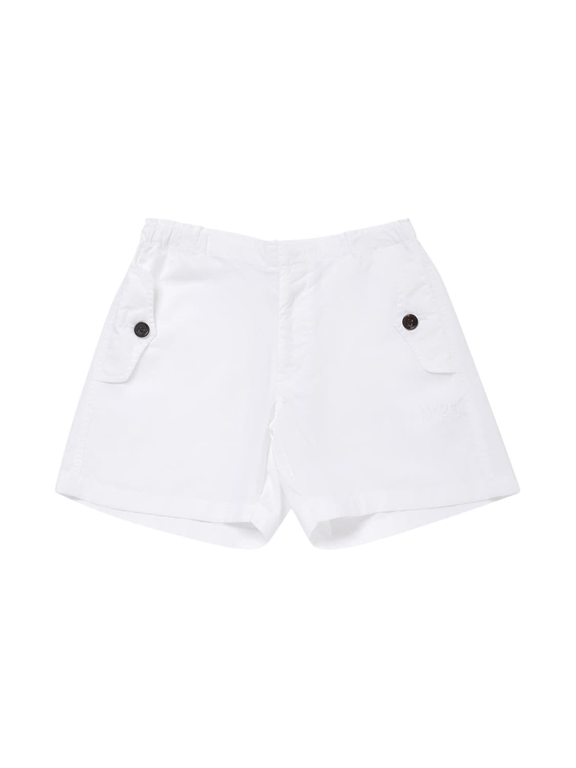 N°21 Kids' Flower-charm Stretch-cotton Shorts In White