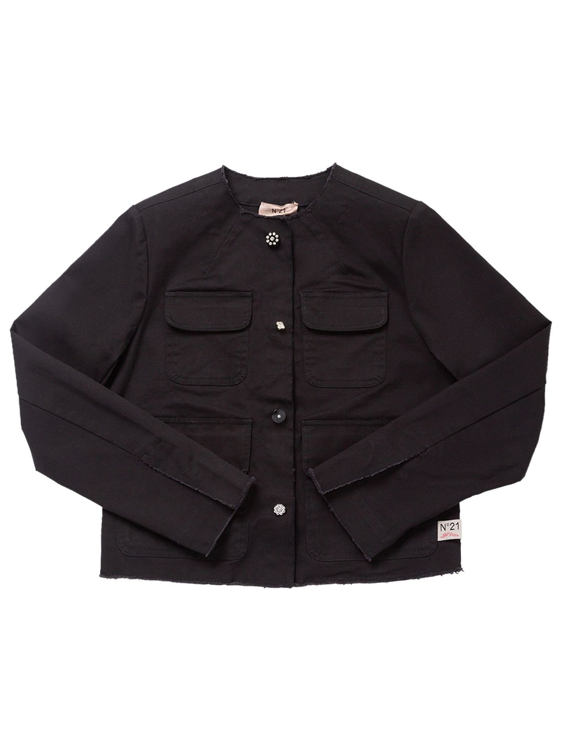 N°21 Kids' Cotton Denim Jacket In Black