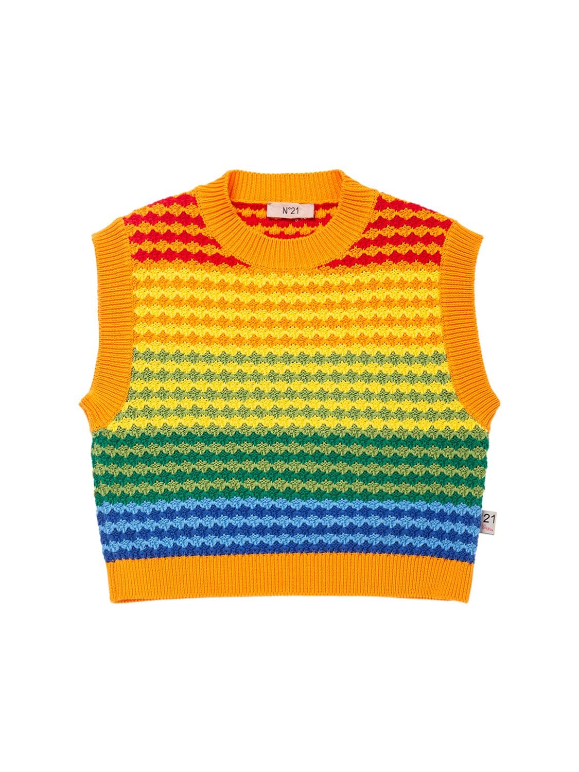 N°21 Kids' Sleeveless Cotton Tricot Knit Top In Multicolor