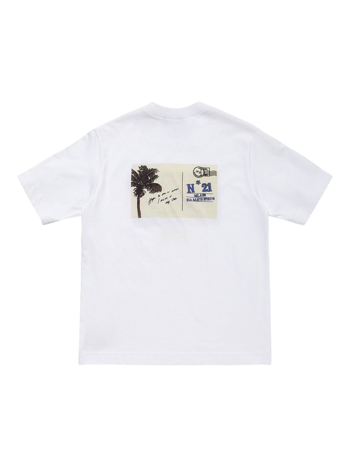 Shop N°21 Printed Cotton Jersey T-shirt In White
