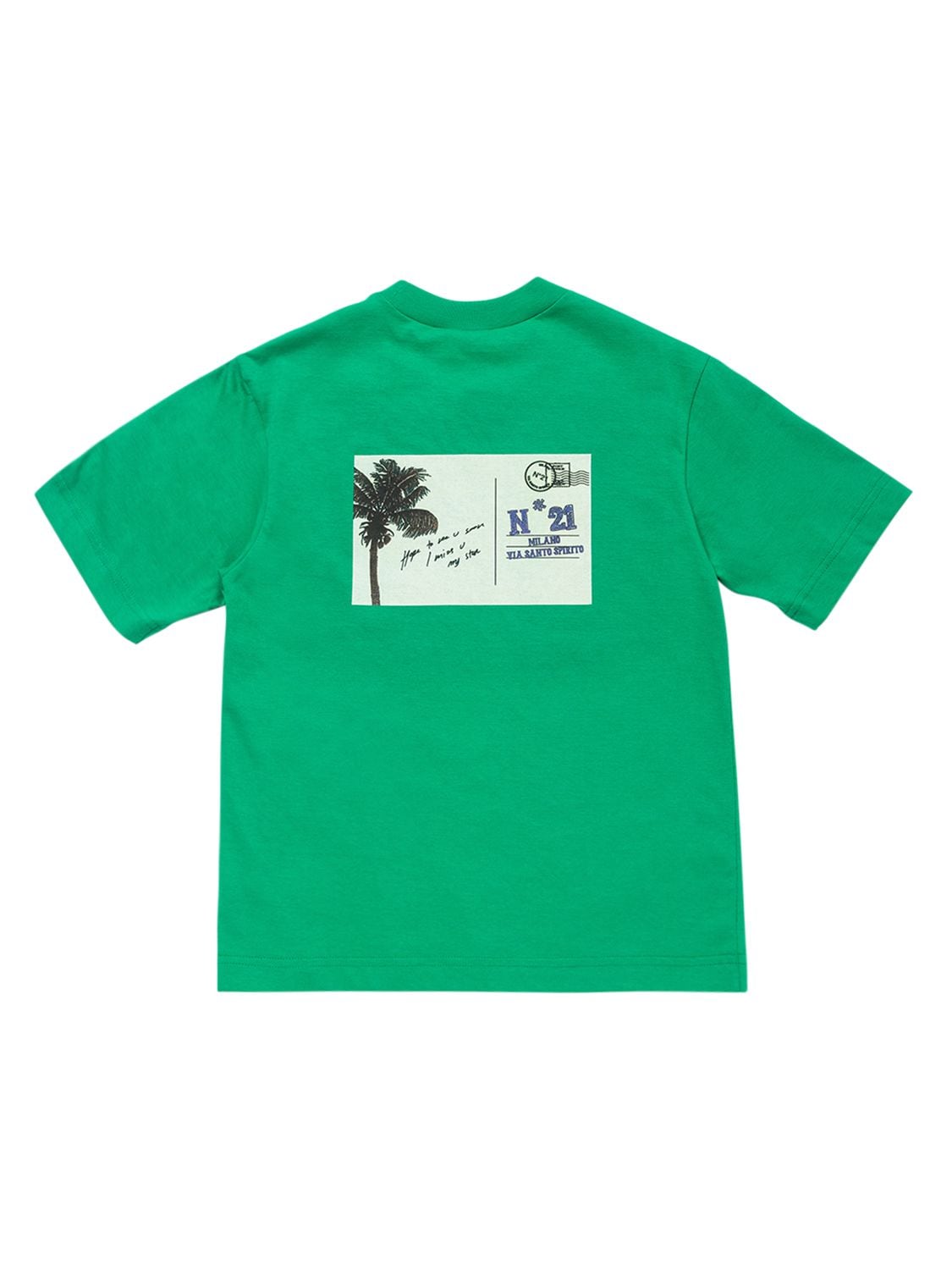 Shop N°21 Printed Cotton Jersey T-shirt In Green