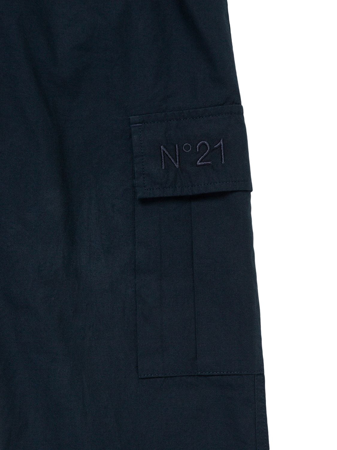Shop N°21 Cotton Poplin Cargo Pants In Navy