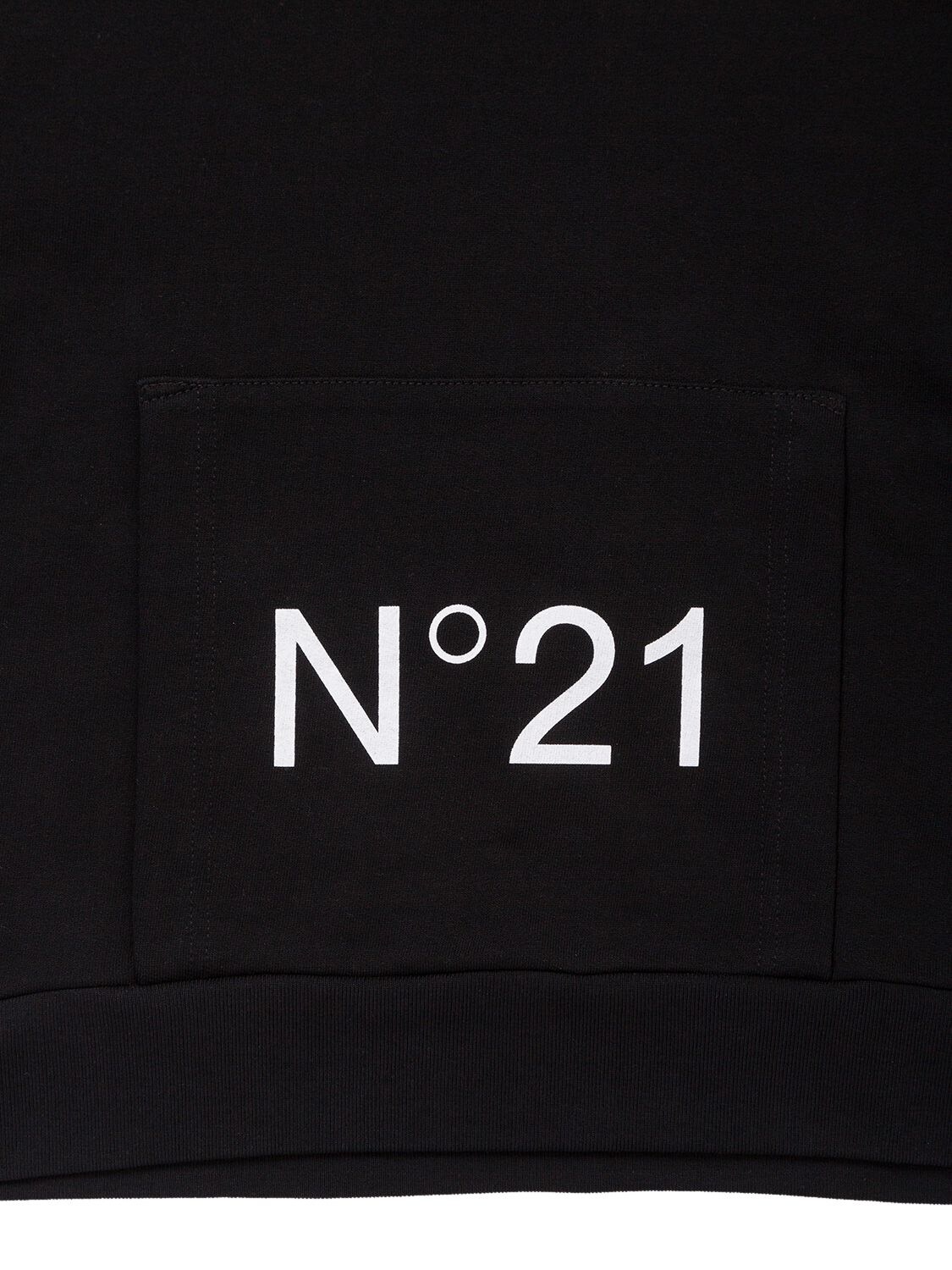 Shop N°21 Logo Print Hooded Cotton Sweatshirt In Black