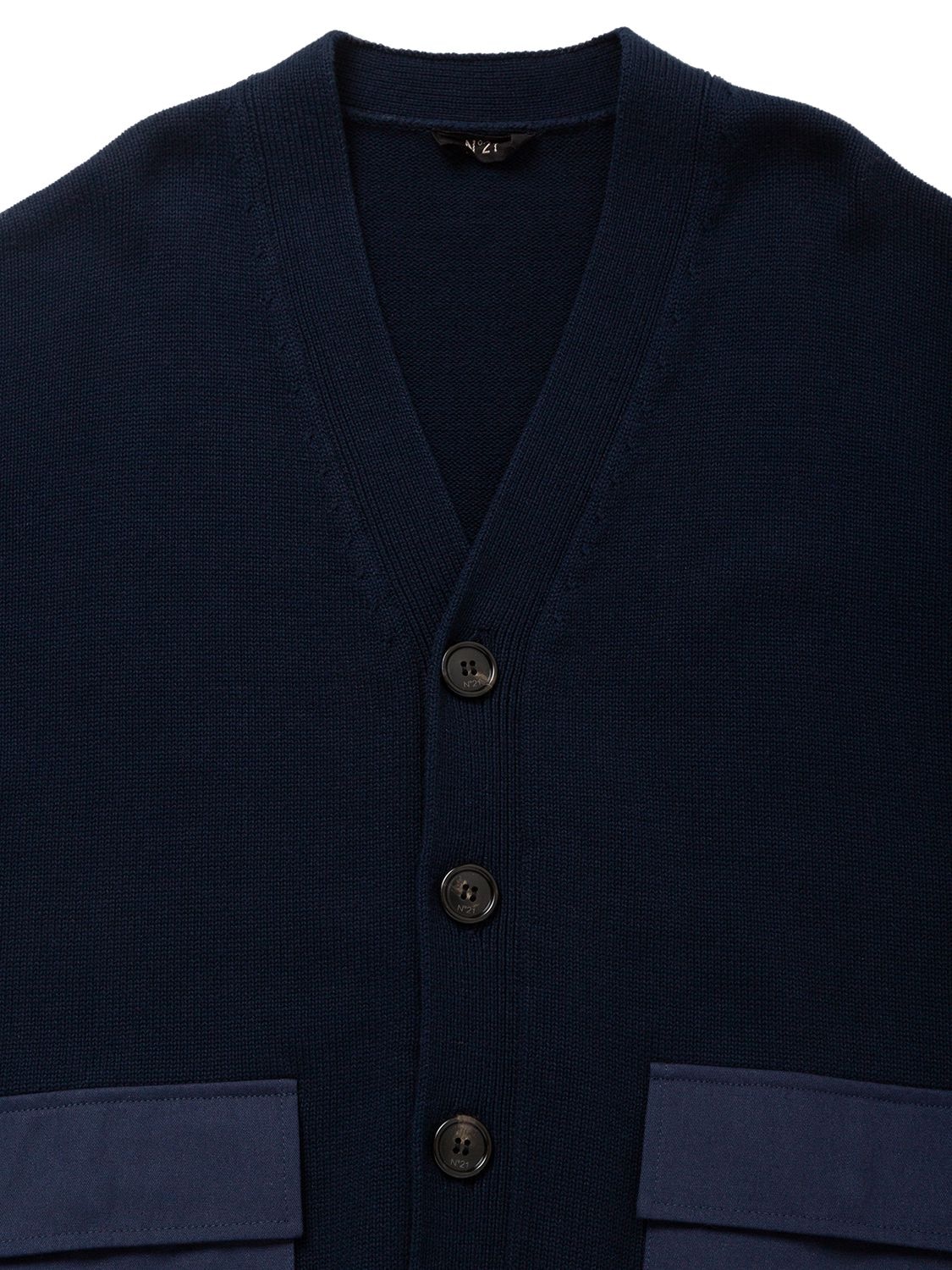 Shop N°21 Cotton Knit Cardigan In Navy