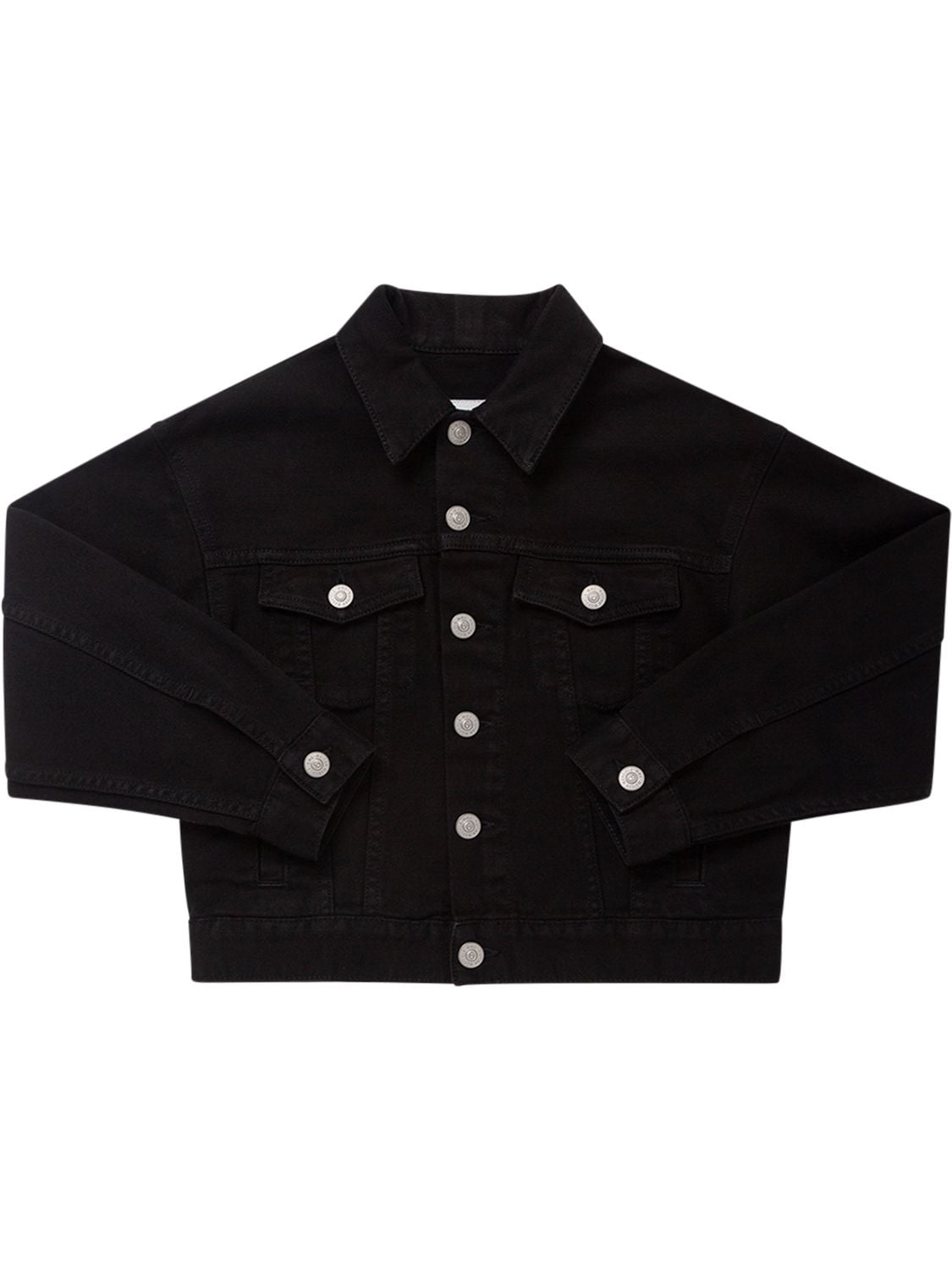 Mm6 Maison Margiela Kids' Embroidered Logo Cotton Denim Jacket In Black