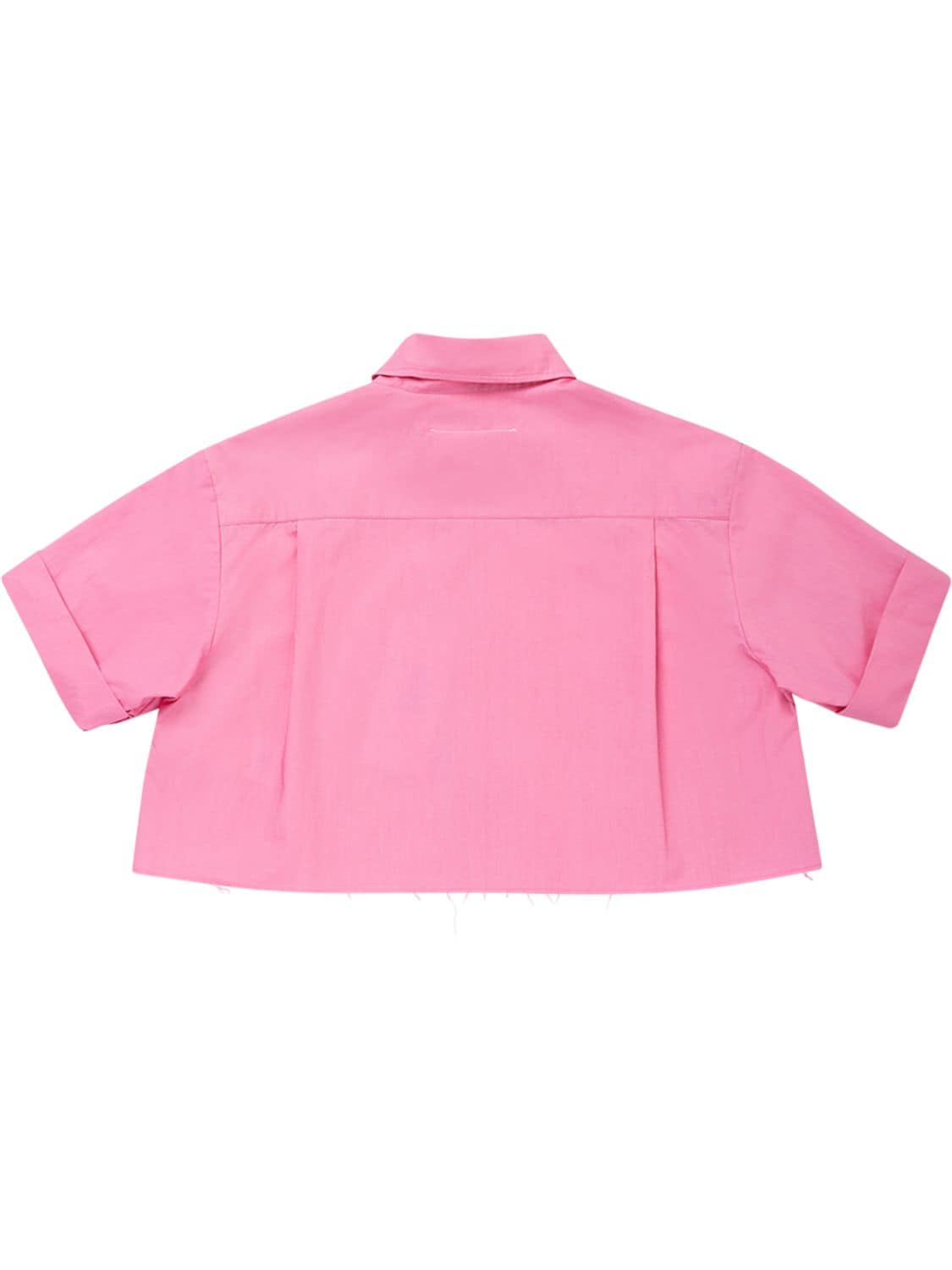 Shop Mm6 Maison Margiela Cotton Poplin Cropped Shirt In Fuchsia