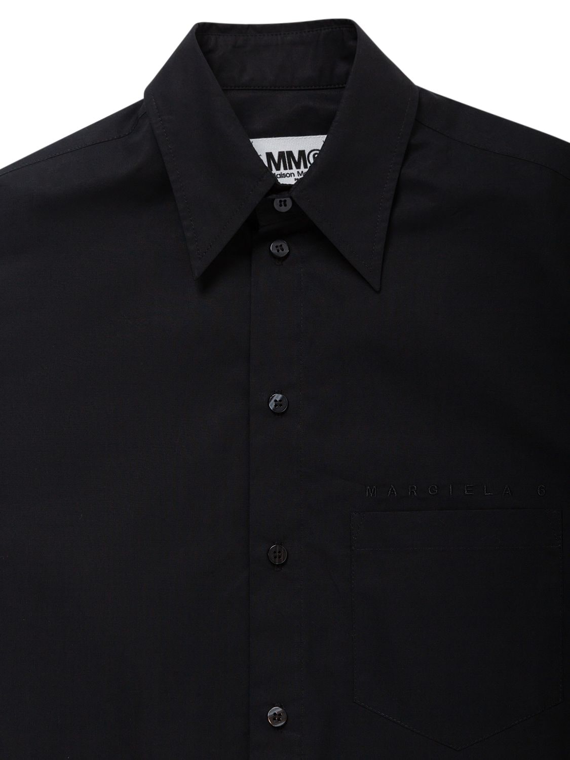 Shop Mm6 Maison Margiela Cotton Poplin Cropped Shirt In Black