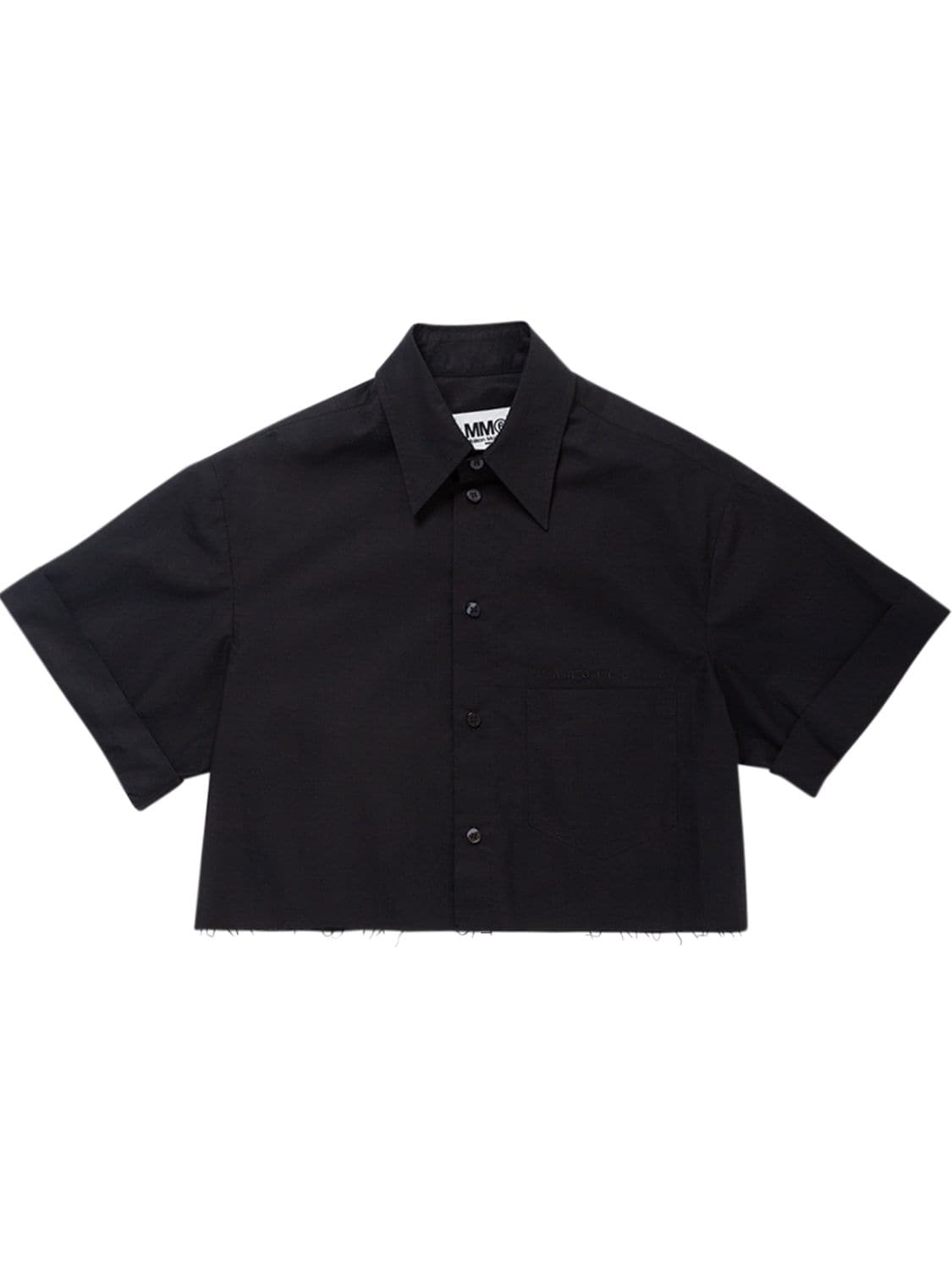 Mm6 Maison Margiela Kids' Cotton Poplin Cropped Shirt In Black
