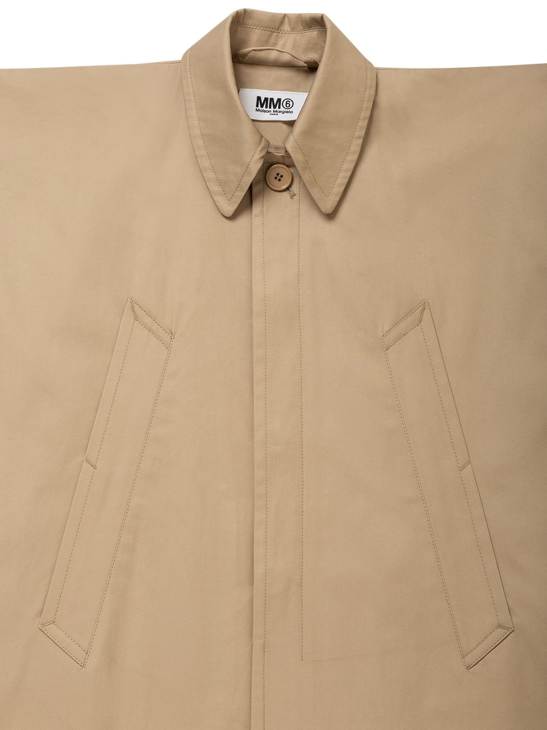 Shop Mm6 Maison Margiela Wide Sleeve Cotton Gabardine Coat In Beige