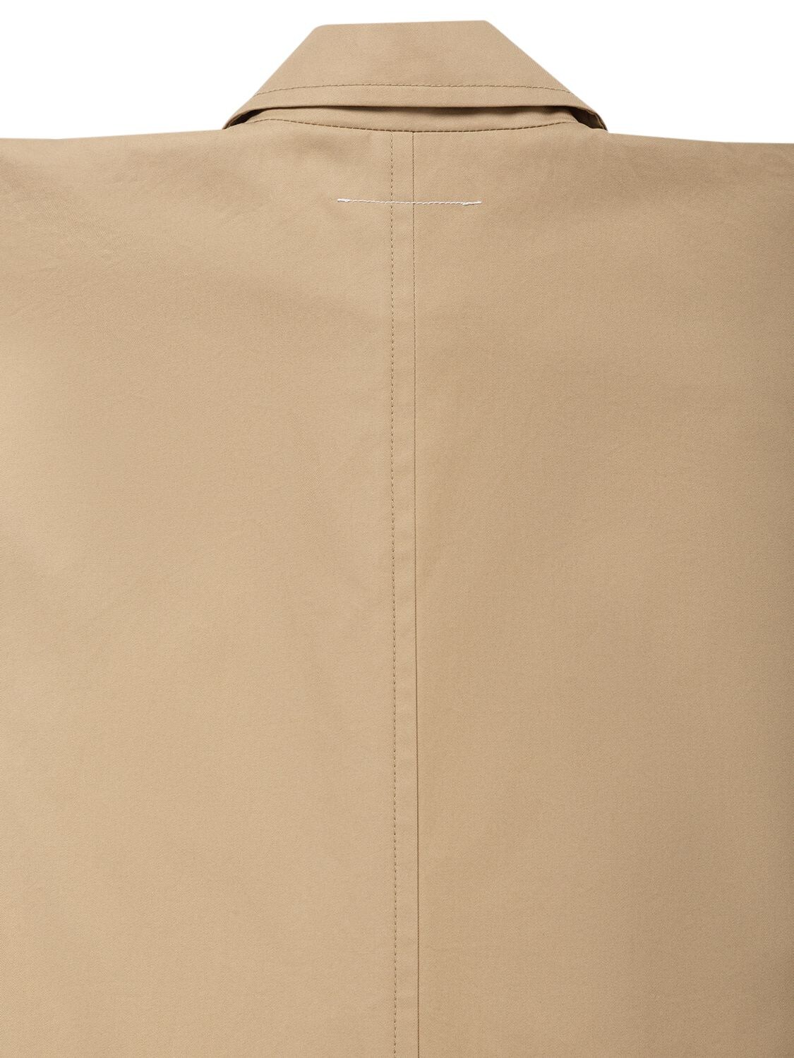 Shop Mm6 Maison Margiela Wide Sleeve Cotton Gabardine Coat In Beige