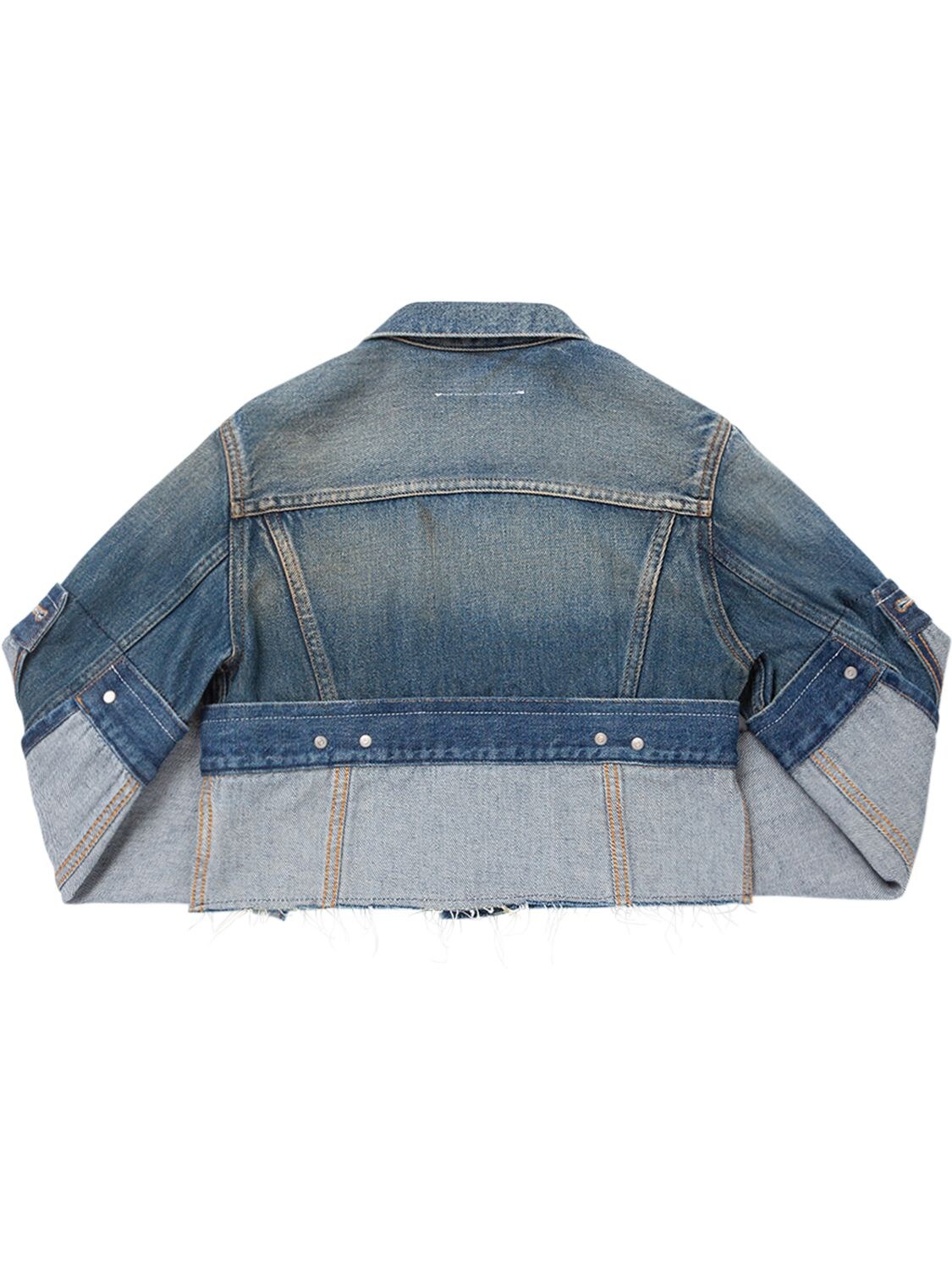 Shop Mm6 Maison Margiela Cropped Cotton Denim Jacket In Blue