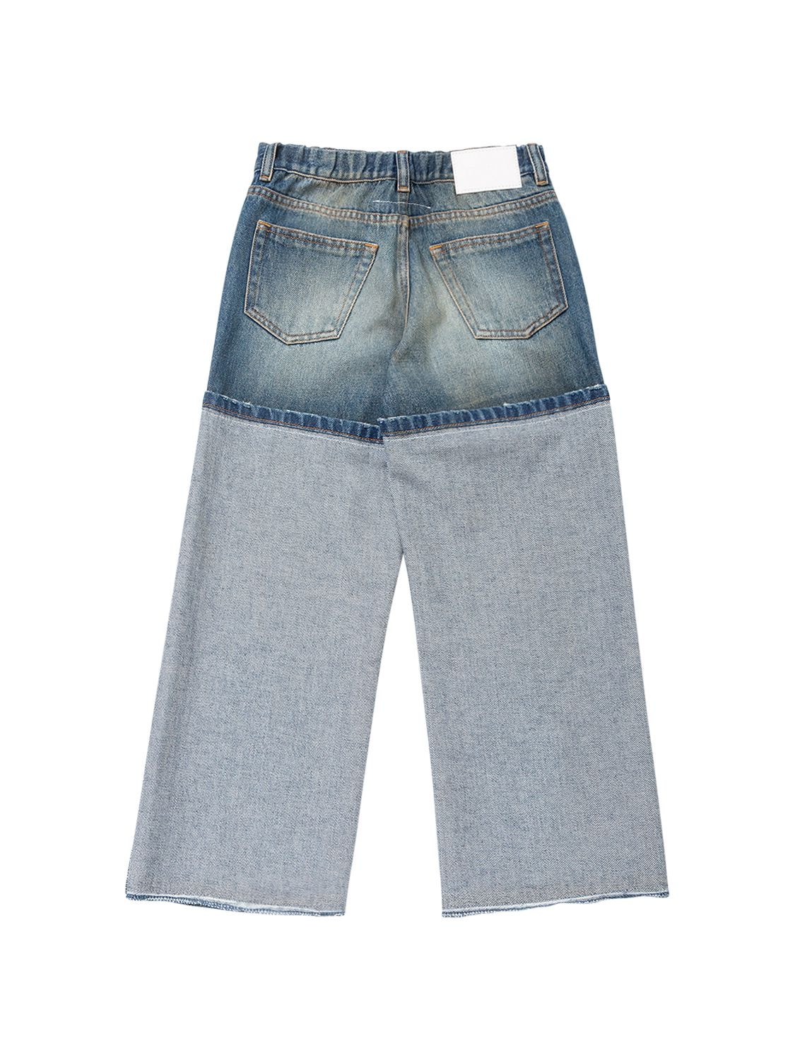 Shop Mm6 Maison Margiela Wide Leg Denim Jeans In Blue
