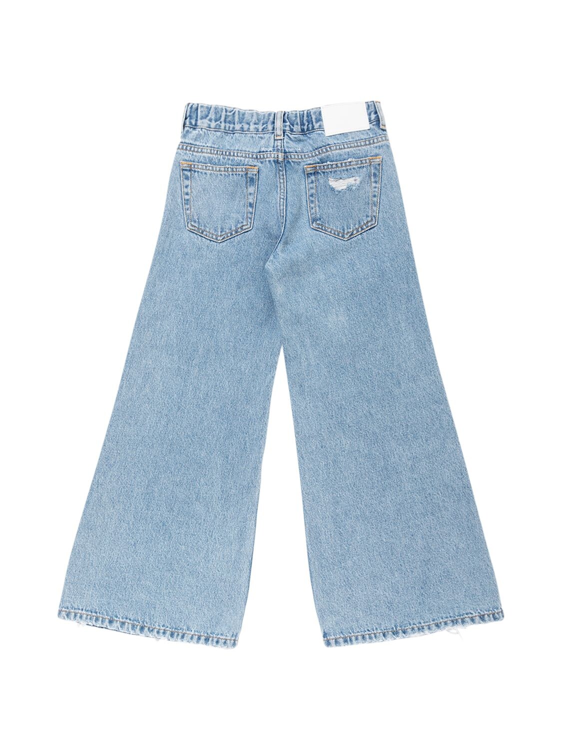 Shop Mm6 Maison Margiela Wide Leg Cotton Denim Jeans In Light Blue