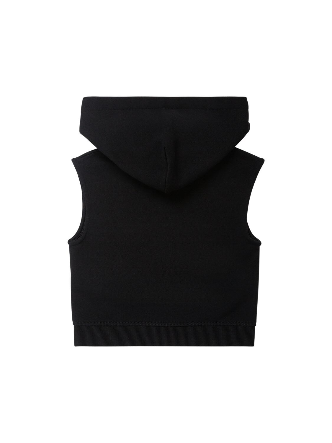 Shop Mm6 Maison Margiela Sleeveless Cotton Sweatshirt Hoodie In Black