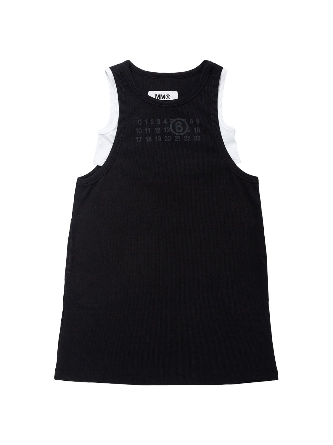 Shop Mm6 Maison Margiela Sleeveless Ribbed Cotton Logo Dress In Black