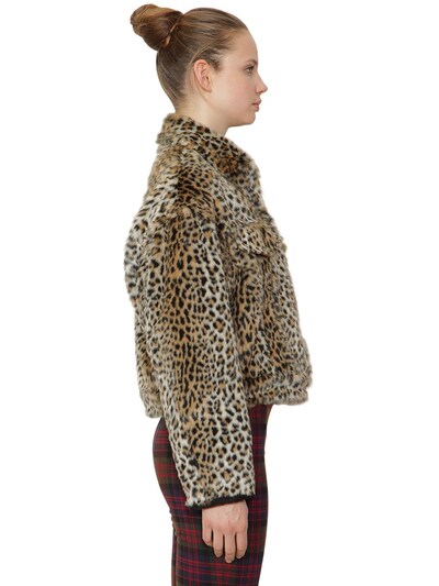豹纹人造皮革运动夹克展示图