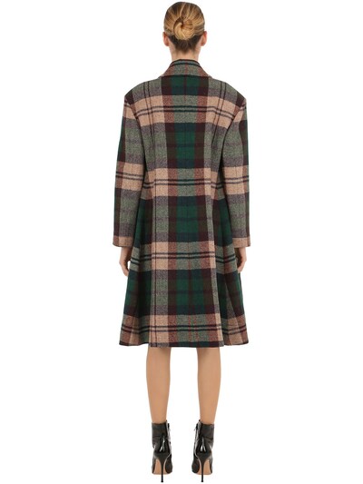 BELTED WOOL PLAID COAT展示图