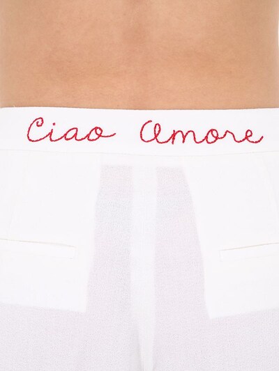 "CIAO AMORE"刺绣绉纱九分裤展示图