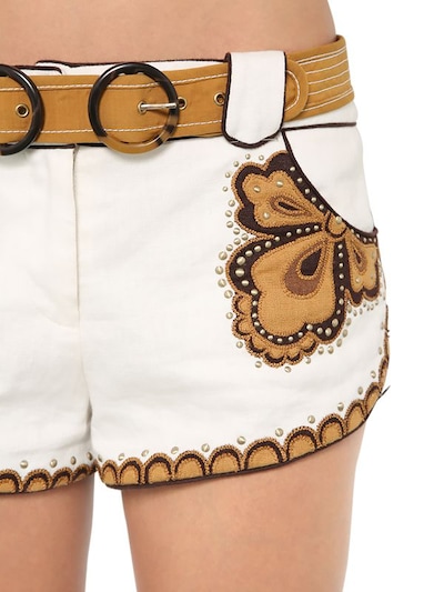Zippy Applique Linen Mini Shorts展示图