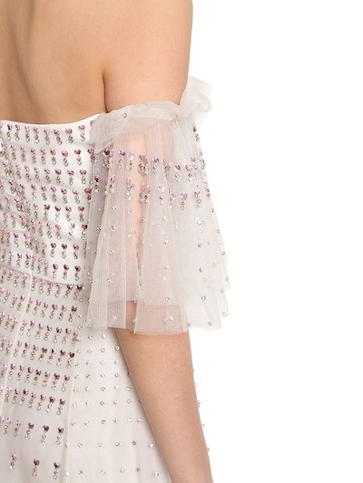 “ORELIA”水晶装饰薄纱连衣裙展示图