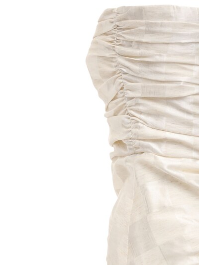 “LAILA”褶饰提花亚麻混纺连衣裙展示图