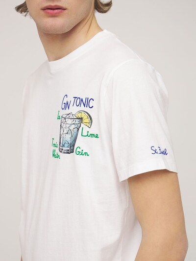 “GIN TONIC”刺绣棉质平纹针织T恤展示图