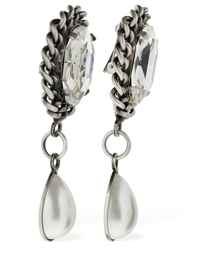 人造珍珠装饰水晶&链条耳环展示图