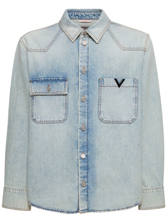 Cotton denim long sleeve shirt - Valentino - Men | Luisaviaroma
