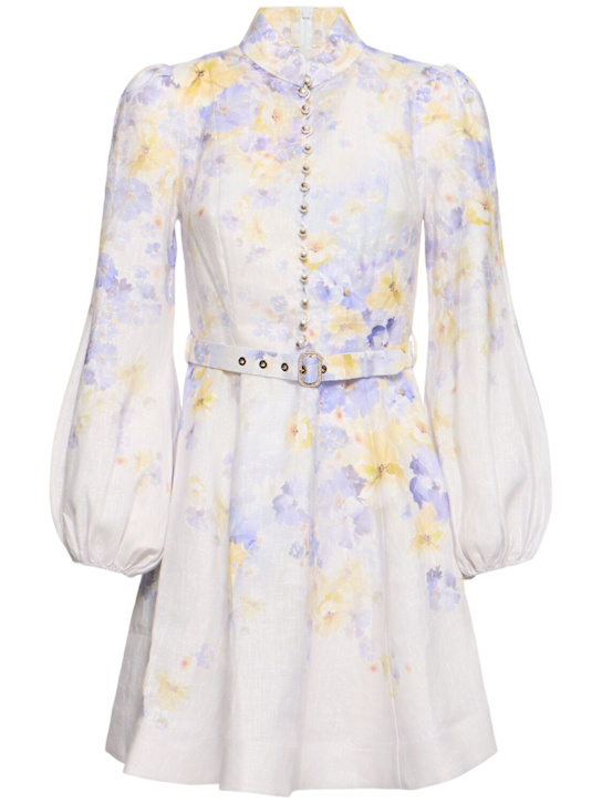 Balloon Sleeves Adjustable Belt Floral Patterned Dress Balloon Sleeves Adjustable Belt Floral Patterned Dress